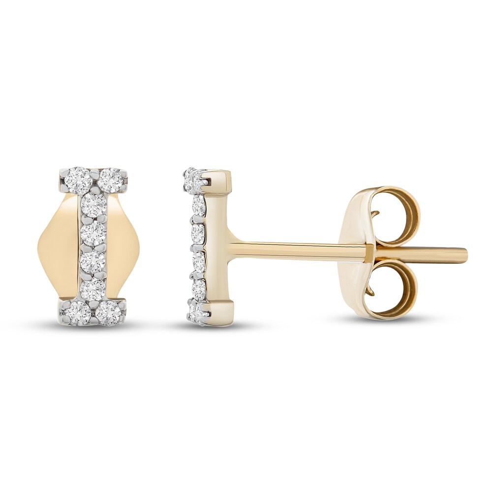 Diamond Letter I Earrings 1/10 ct tw Round 10K Yellow Gold 78KbcxYY