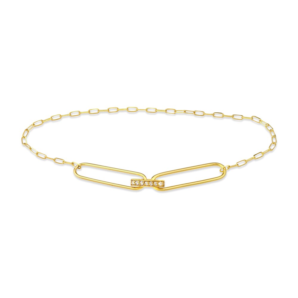 Diamond Paperclip Chain Bracelet 1/15 ct tw Round 14K Yellow Gold 5.5" 7BJJkmhb Diamond Paperclip Chain Bracelet 1/15 ct tw Round 14K Yellow Gold 5.5" 7BJJkmhb