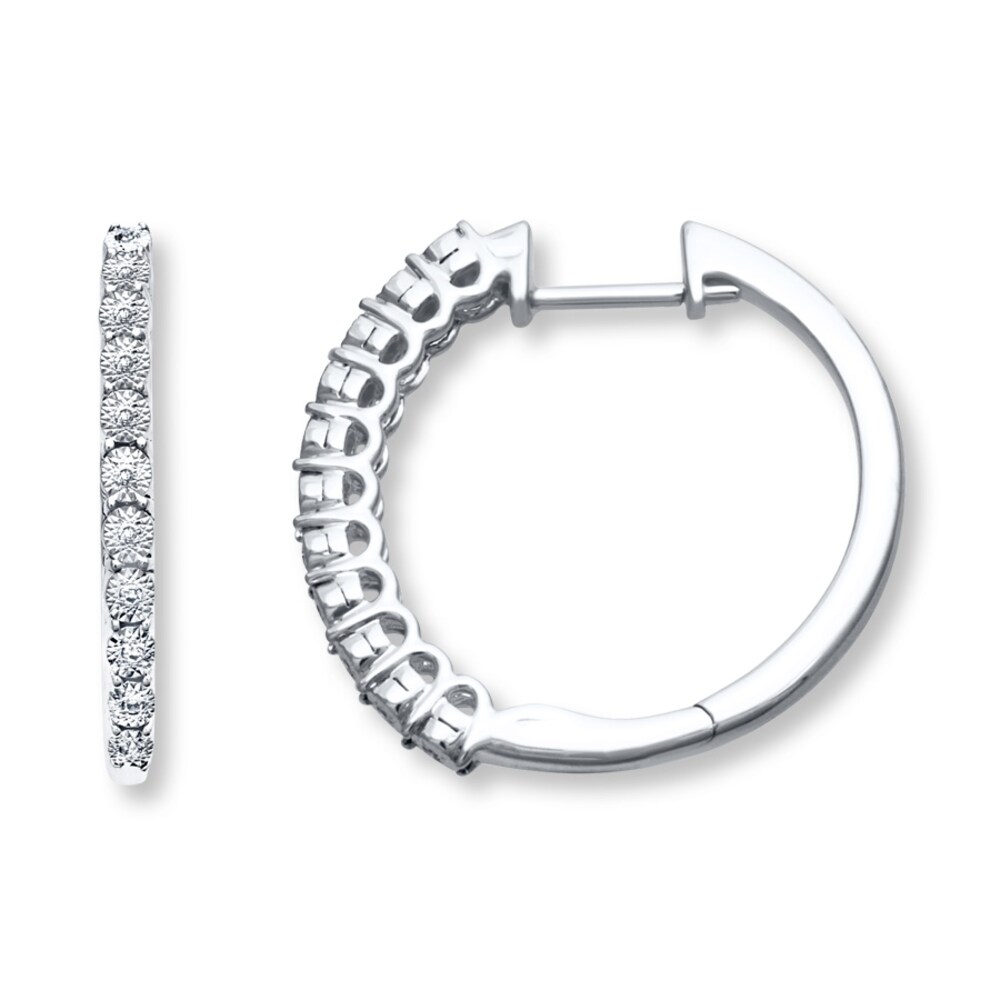 Diamond Hoop Earrings 1/15 ct tw Round-cut Sterling Silver 7BiILlFc Diamond Hoop Earrings 1/15 ct tw Round-cut Sterling Silver 7BiILlFc