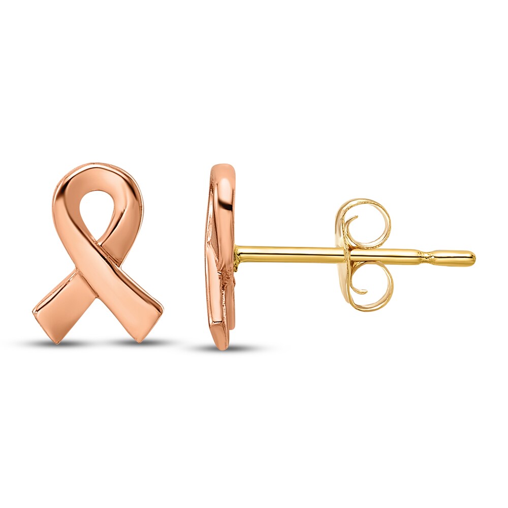 Rose-Tone Awareness Ribbon Stud Earrings 14K Two-Tone Gold 7XDUzPTU Rose-Tone Awareness Ribbon Stud Earrings 14K Two-Tone Gold 7XDUzPTU