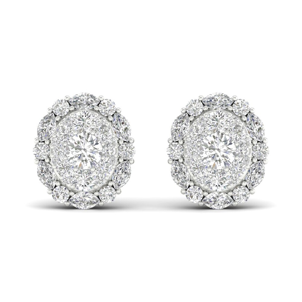 Diamond Stud Earrings 1-1/2 ct tw Round/Marquise 14K White Gold 7ZGf5giB Diamond Stud Earrings 1-1/2 ct tw Round/Marquise 14K White Gold 7ZGf5giB