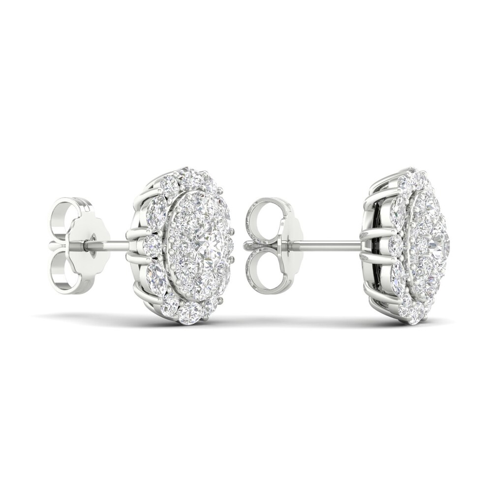 Diamond Stud Earrings 1-1/2 ct tw Round/Marquise 14K White Gold 7ZGf5giB