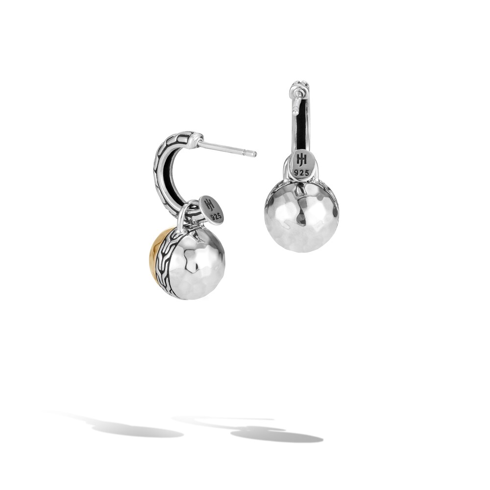 John Hardy Classic Chain Hammered Dot Earrings Sterling Silver/18K Yellow Gold 7cij8Szn