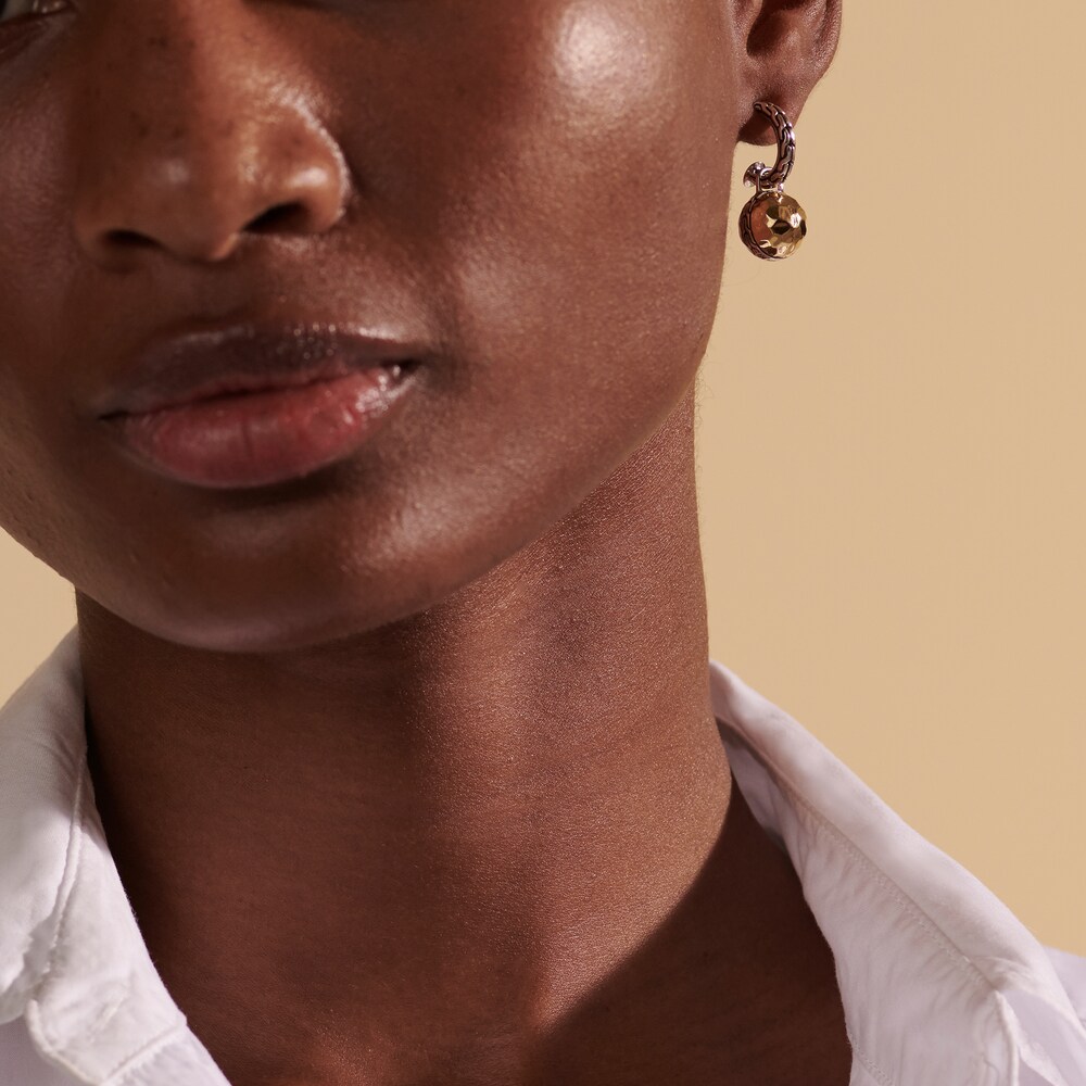 John Hardy Classic Chain Hammered Dot Earrings Sterling Silver/18K Yellow Gold 7cij8Szn