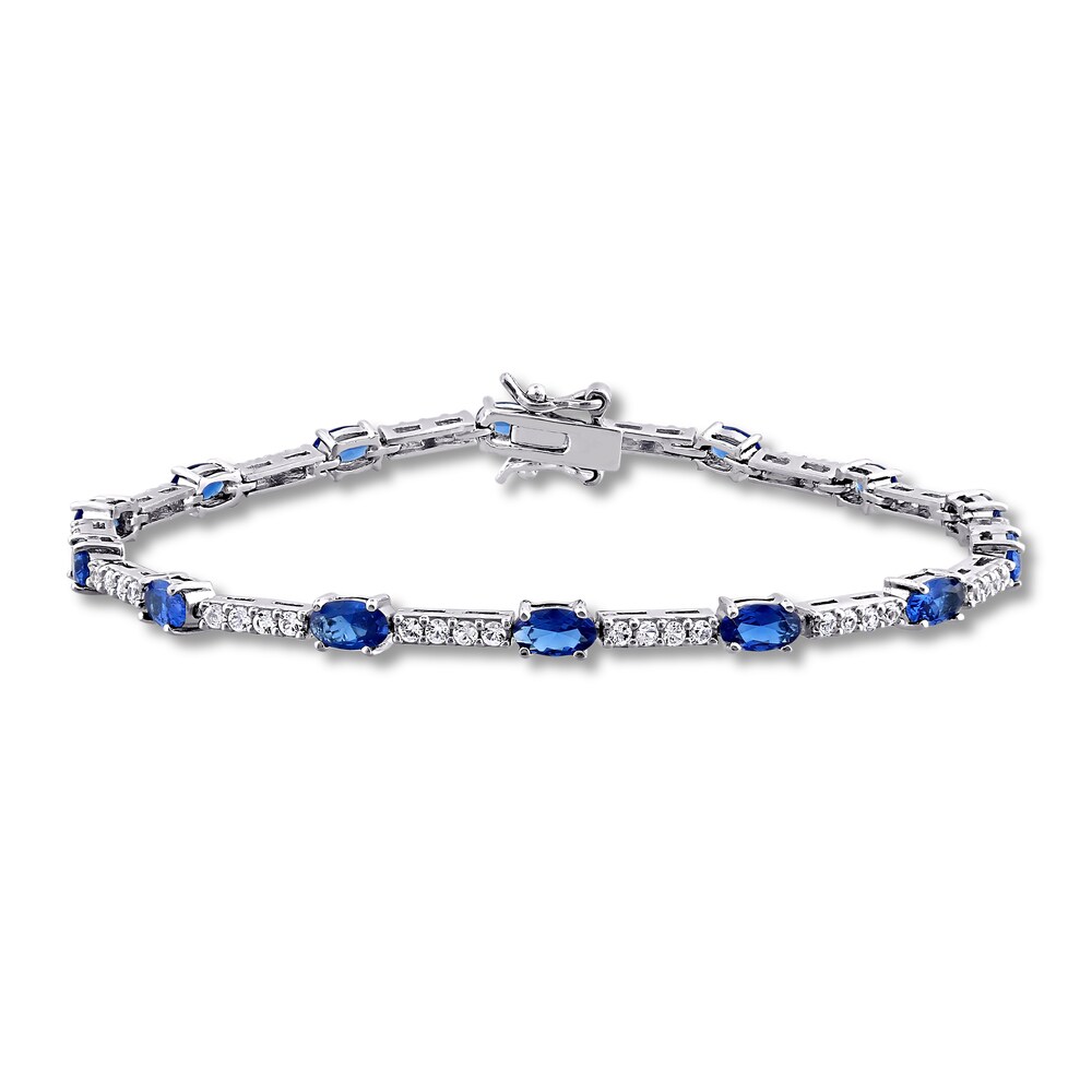 Lab-Created Blue Sapphire & Lab-Created White Sapphire Tennis Bracelet Sterling Silver 7d4j3Uj8