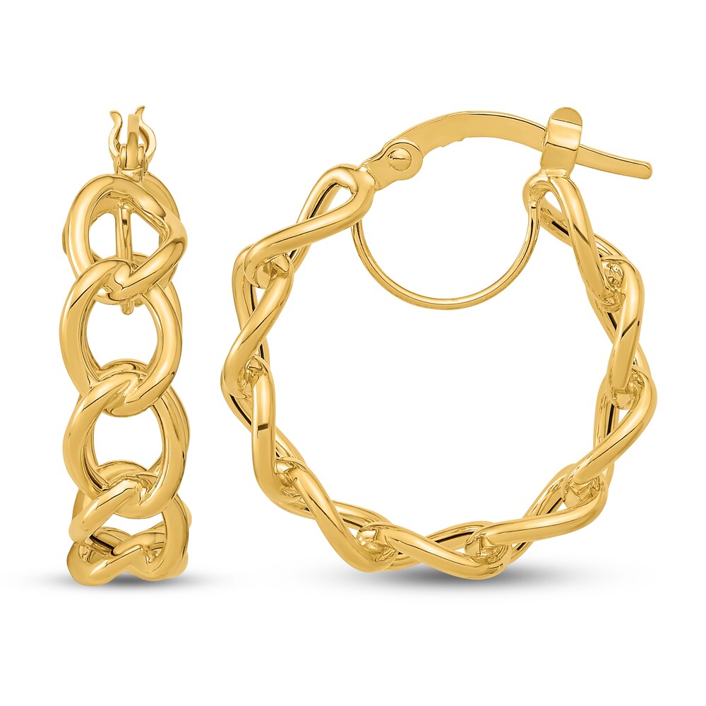 Light Twisted Link Hoop Earrings 14K Yellow Gold 7hO7UYmp Light Twisted Link Hoop Earrings 14K Yellow Gold 7hO7UYmp
