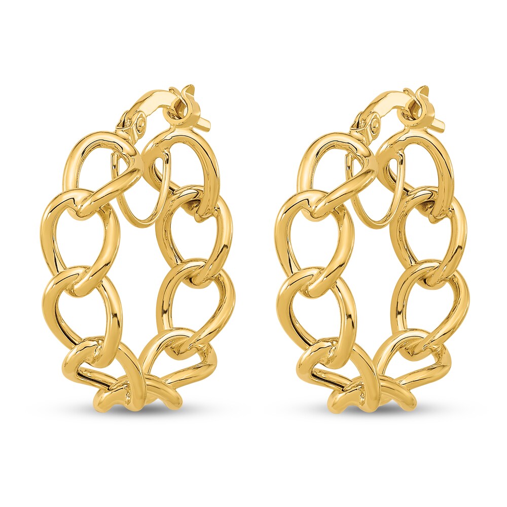 Light Twisted Link Hoop Earrings 14K Yellow Gold 7hO7UYmp Light Twisted Link Hoop Earrings 14K Yellow Gold 7hO7UYmp
