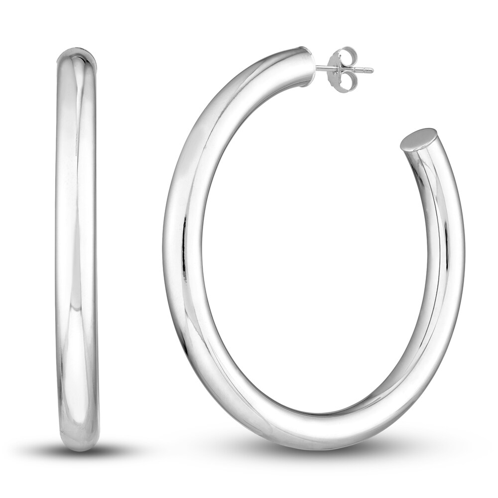 Polished Hoop Earrings 14K White Gold 50mm 882m9gbM Polished Hoop Earrings 14K White Gold 50mm 882m9gbM