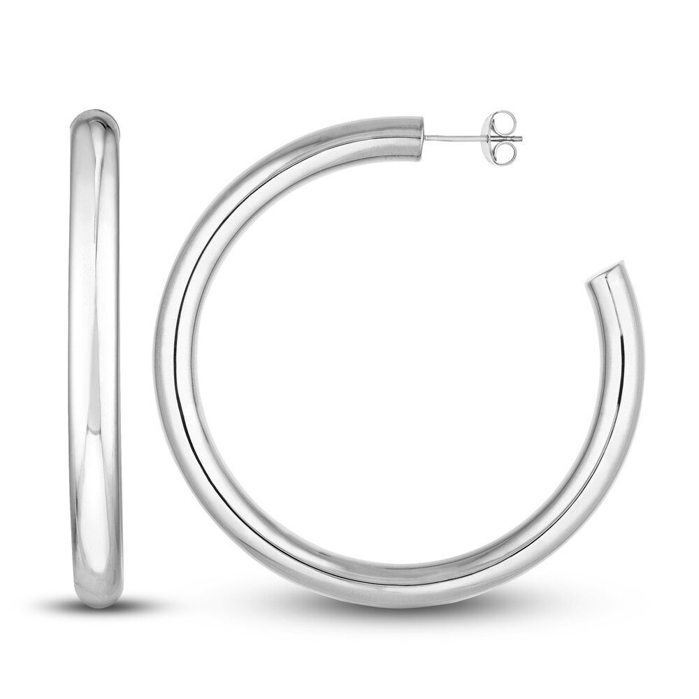 Polished Hoop Earrings 14K White Gold 50mm 882m9gbM Polished Hoop Earrings 14K White Gold 50mm 882m9gbM
