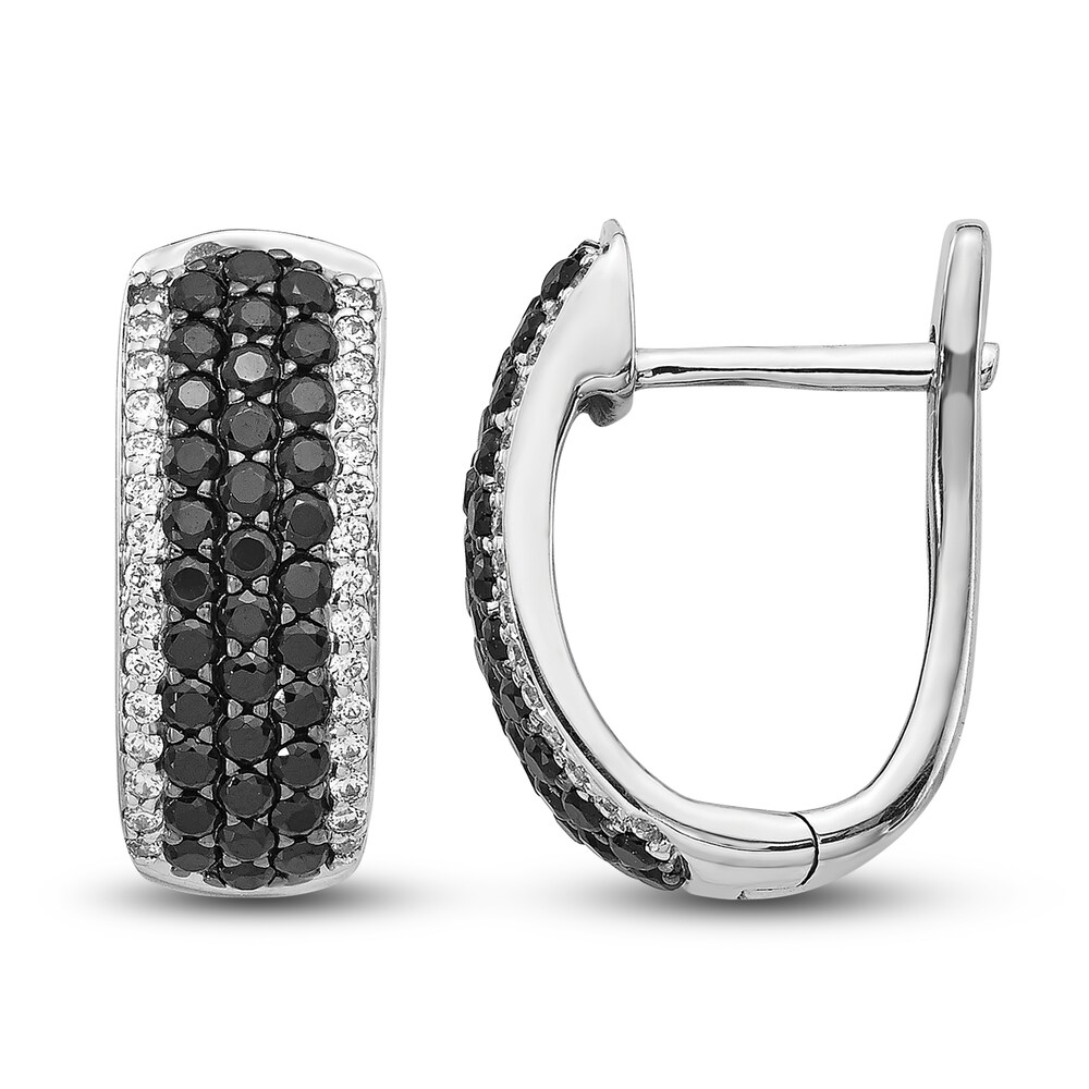 Black & White Diamond Huggie Earrings 1 ct tw Round 14K White Gold 8Aga9Zg1 Black & White Diamond Huggie Earrings 1 ct tw Round 14K White Gold 8Aga9Zg1