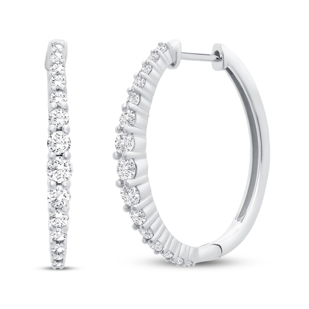 Diamond Hoop Earrings 1 ct tw Round 14K White Gold 8Dfx9bzj Diamond Hoop Earrings 1 ct tw Round 14K White Gold 8Dfx9bzj