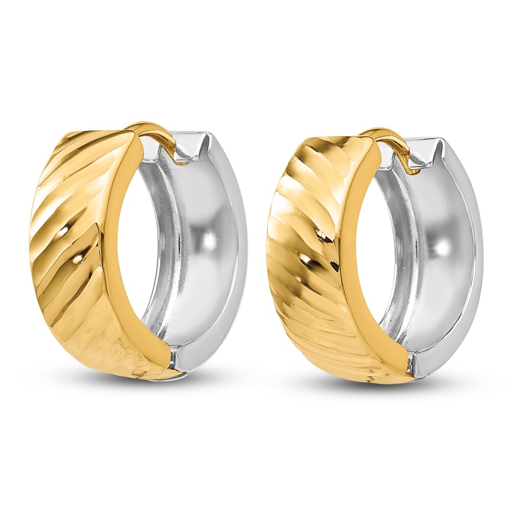 Twisted Hoop Earrings 14K Two-Tone Gold 15mm 8FWSJPCN Twisted Hoop Earrings 14K Two-Tone Gold 15mm 8FWSJPCN