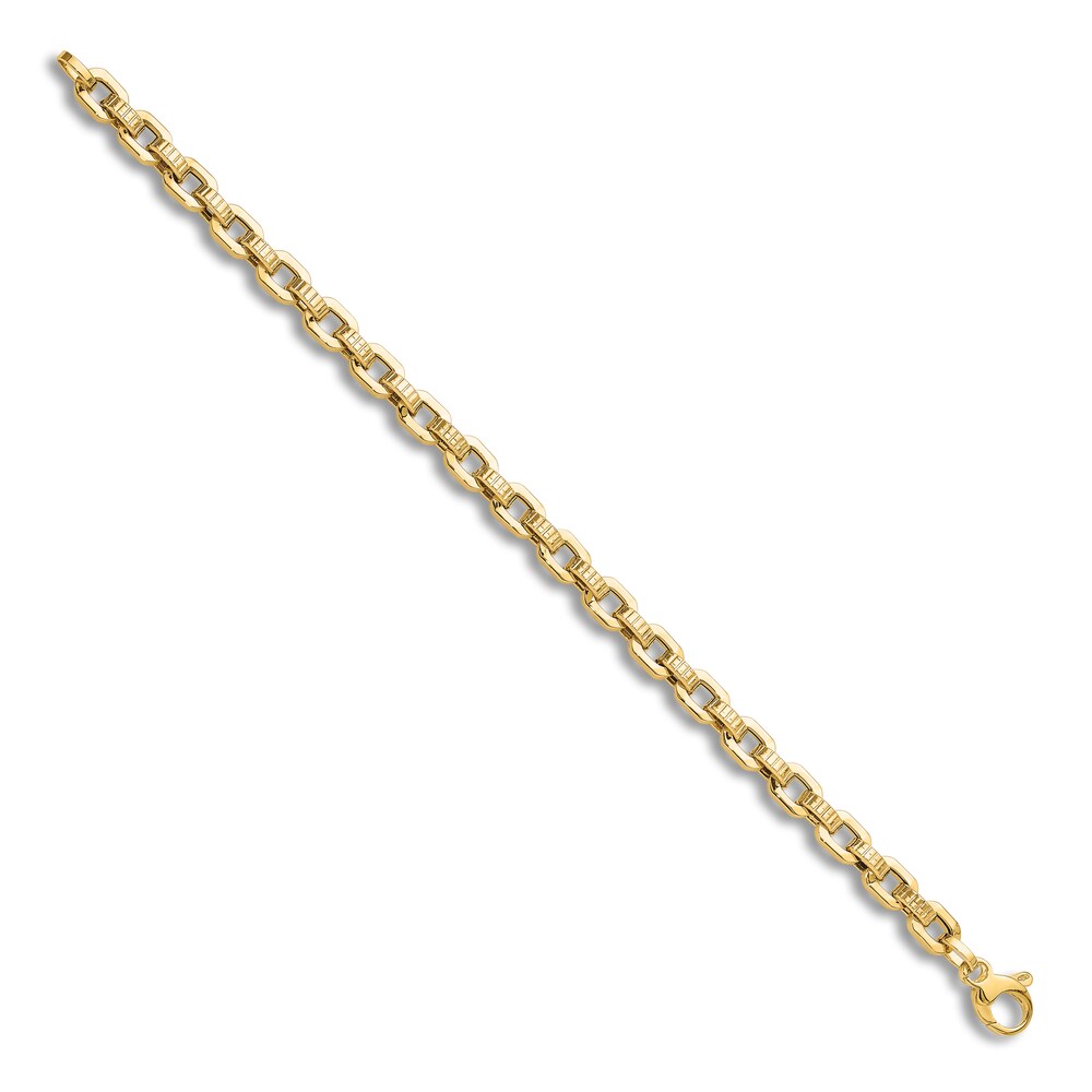 Textured Link Chain Bracelet 14K Yellow Gold 7.5\" 8G787oOc Textured Link Chain Bracelet 14K Yellow Gold 7.5\" 8G787oOc