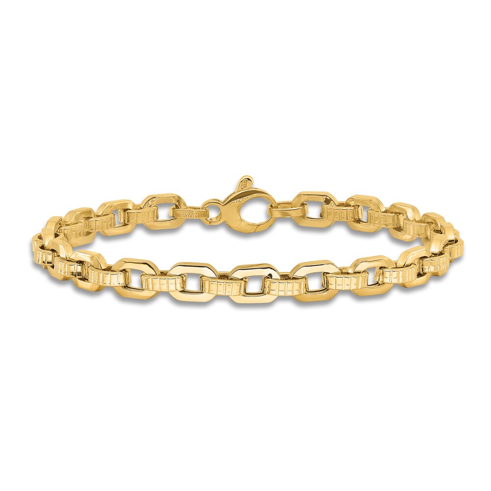 Textured Link Chain Bracelet 14K Yellow Gold 7.5\" 8G787oOc Textured Link Chain Bracelet 14K Yellow Gold 7.5\" 8G787oOc