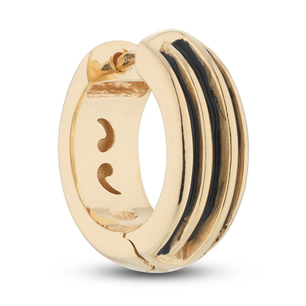 Marco Dal Maso Men's Acies Single Huggie Earring Black Enamel Sterling Silver/18K Yellow Gold-Plated 8GGm9son Marco Dal Maso Men's Acies Single Huggie Earring Black Enamel Sterling Silver/18K Yellow Gold-Plated 8GGm9son