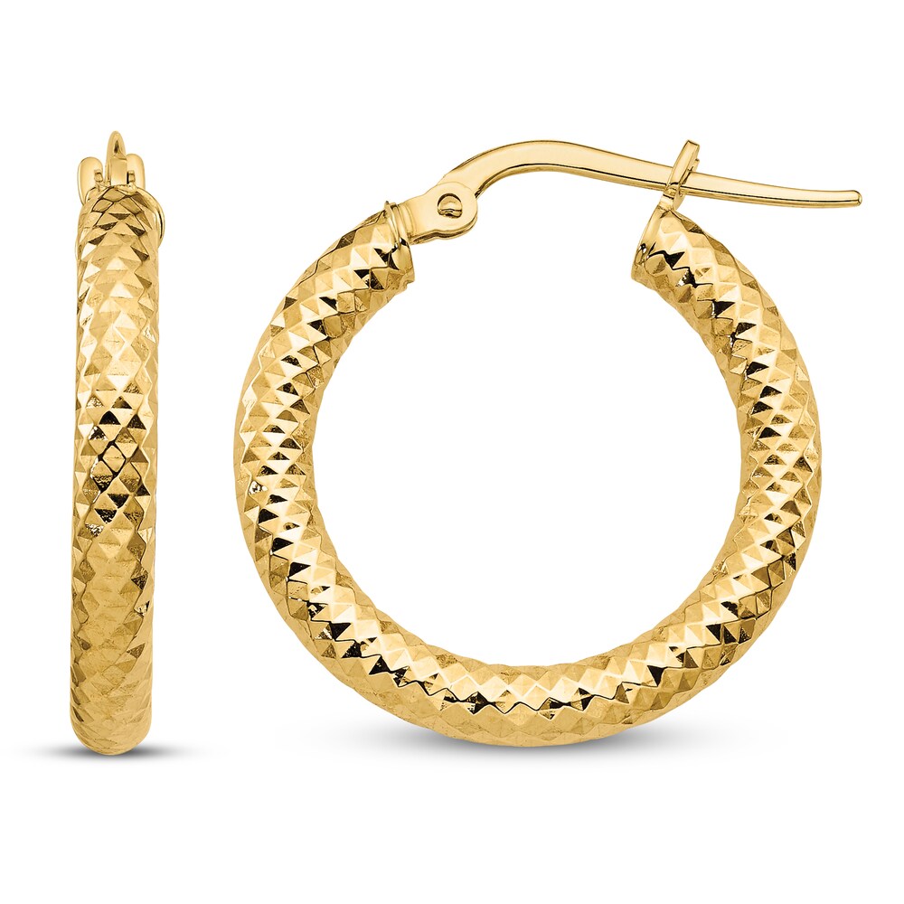 Diamond-Cut Hoop Earrings 14K Yellow Gold 8Hj5o4pP Diamond-Cut Hoop Earrings 14K Yellow Gold 8Hj5o4pP