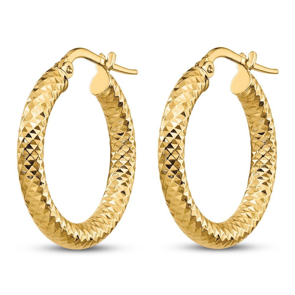 Diamond-Cut Hoop Earrings 14K Yellow Gold 8Hj5o4pP Diamond-Cut Hoop Earrings 14K Yellow Gold 8Hj5o4pP