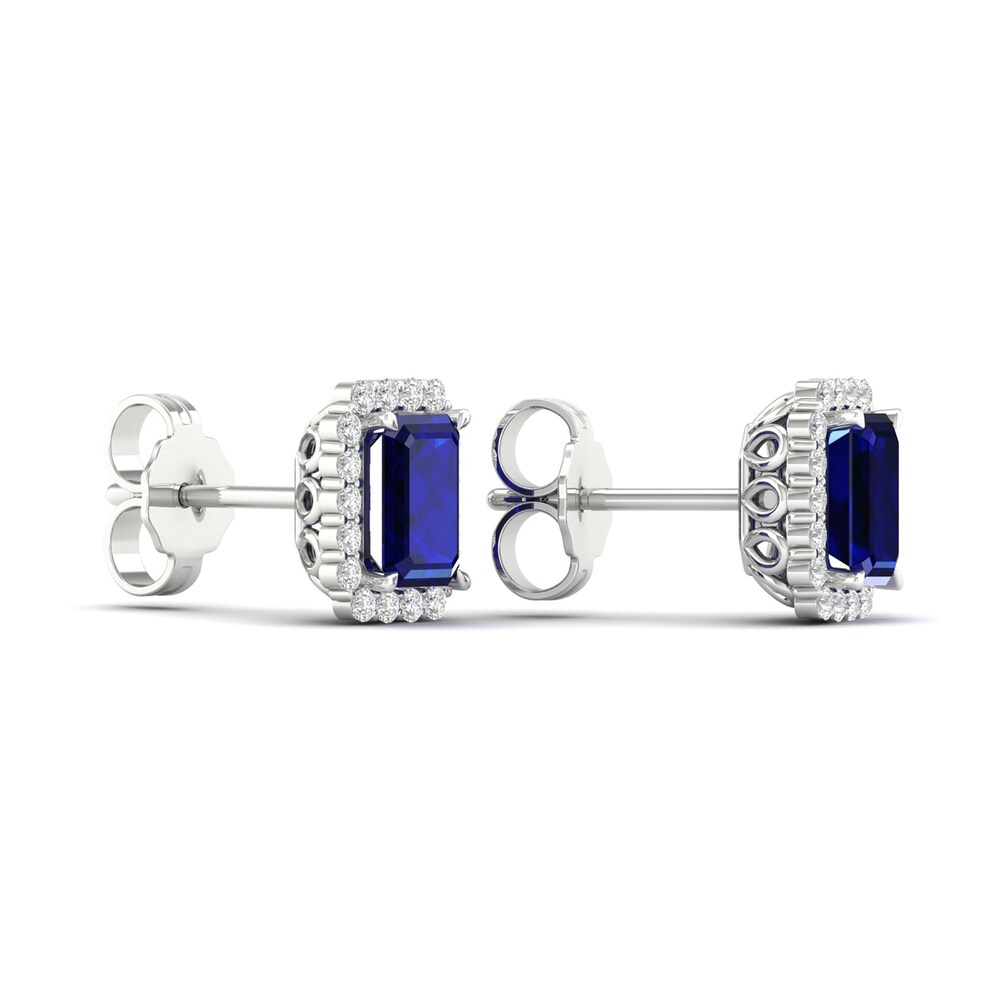 Lab-Created Blue Sapphire & Lab-Created White Sapphire Stud Earrings 10K White Gold 8QExSY42 Lab-Created Blue Sapphire & Lab-Created White Sapphire Stud Earrings 10K White Gold 8QExSY42