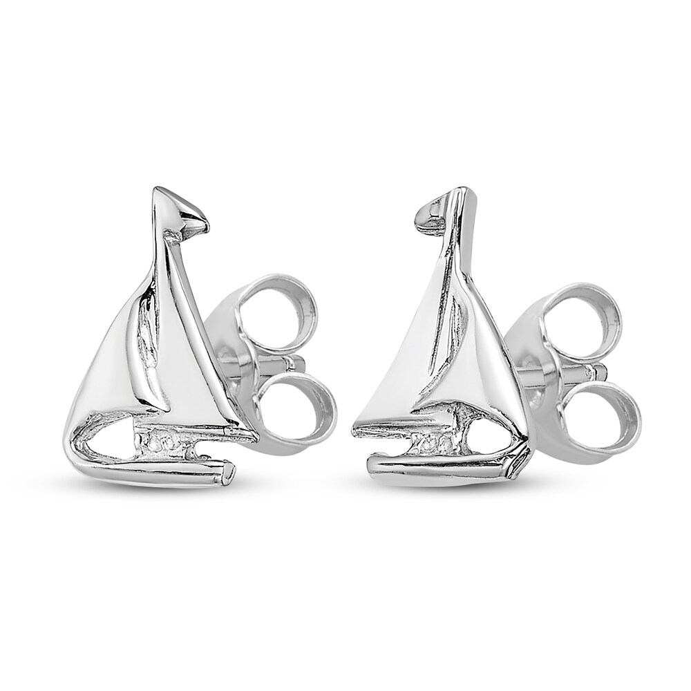Sailboat Stud Earrings 14K White Gold 8b3xbHIi Sailboat Stud Earrings 14K White Gold 8b3xbHIi