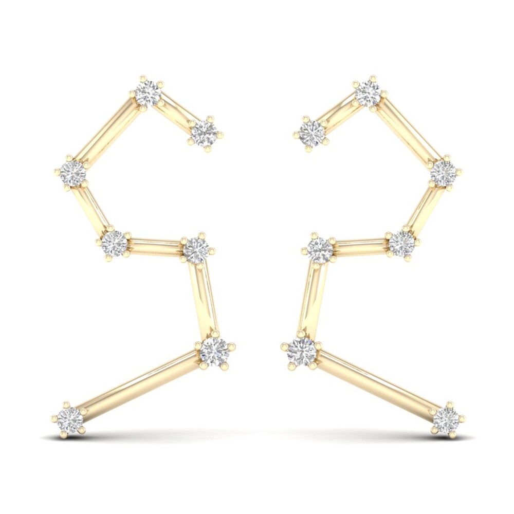 Diamond Leo Constellation Earrings 1/8 ct tw Round 14K Yellow Gold 8bqRHWCS Diamond Leo Constellation Earrings 1/8 ct tw Round 14K Yellow Gold 8bqRHWCS