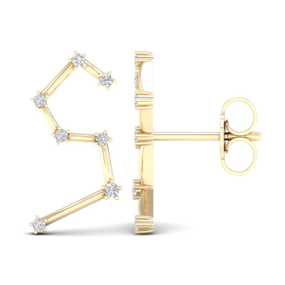 Diamond Leo Constellation Earrings 1/8 ct tw Round 14K Yellow Gold 8bqRHWCS