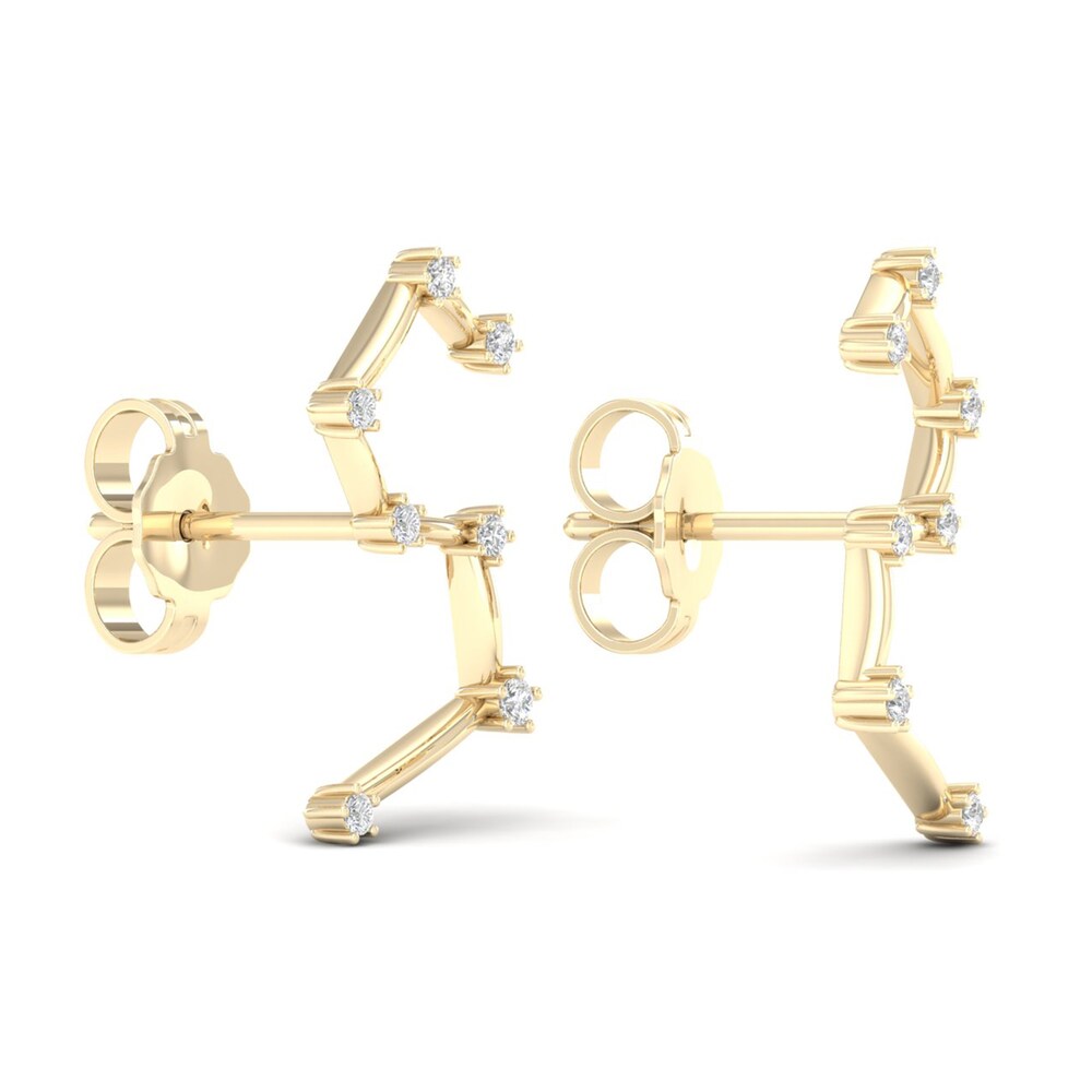 Diamond Leo Constellation Earrings 1/8 ct tw Round 14K Yellow Gold 8bqRHWCS