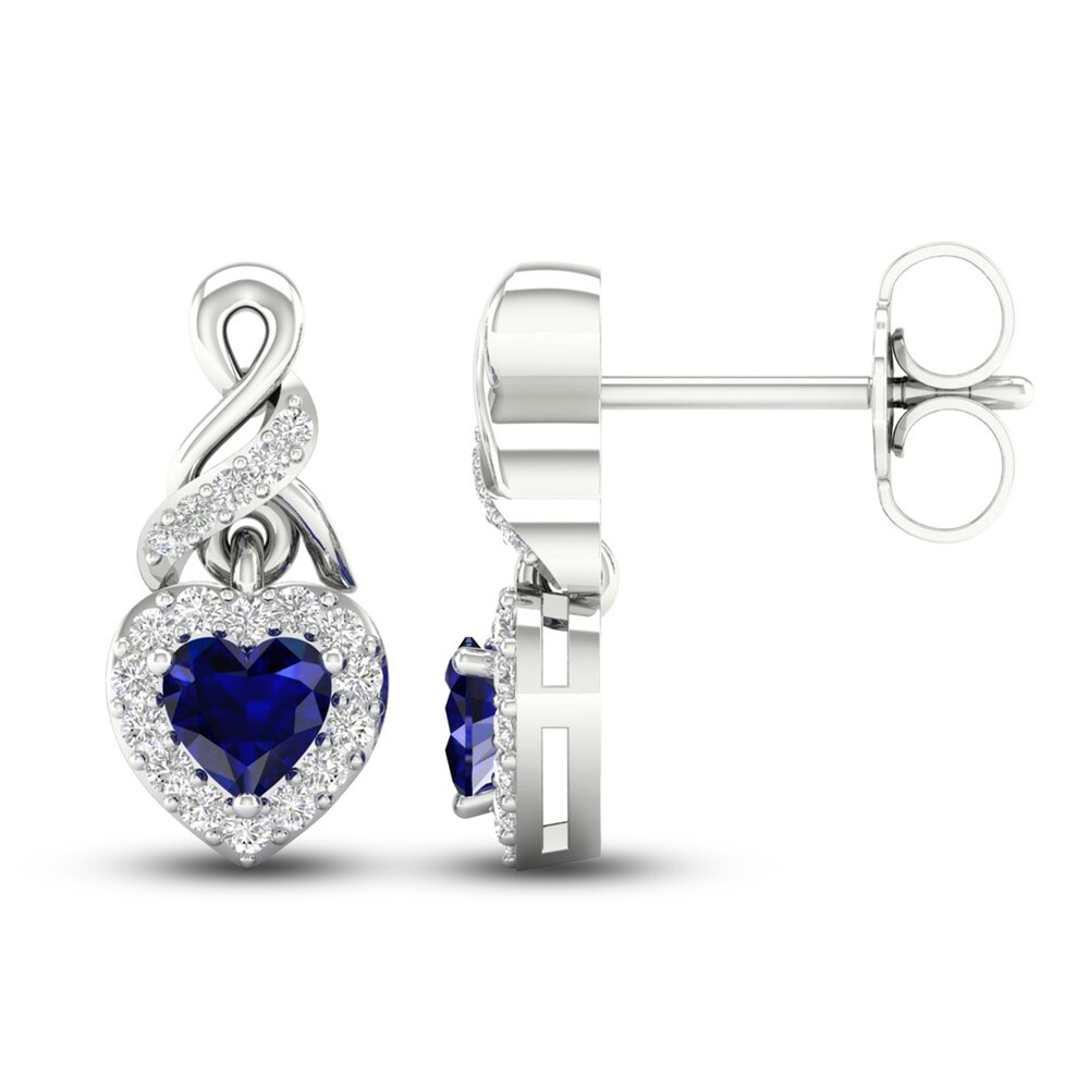 Lab-Created Blue Sapphire & Lab-Created White Sapphire Drop Earrings Sterling Silver 8r9Nx5lc Lab-Created Blue Sapphire & Lab-Created White Sapphire Drop Earrings Sterling Silver 8r9Nx5lc