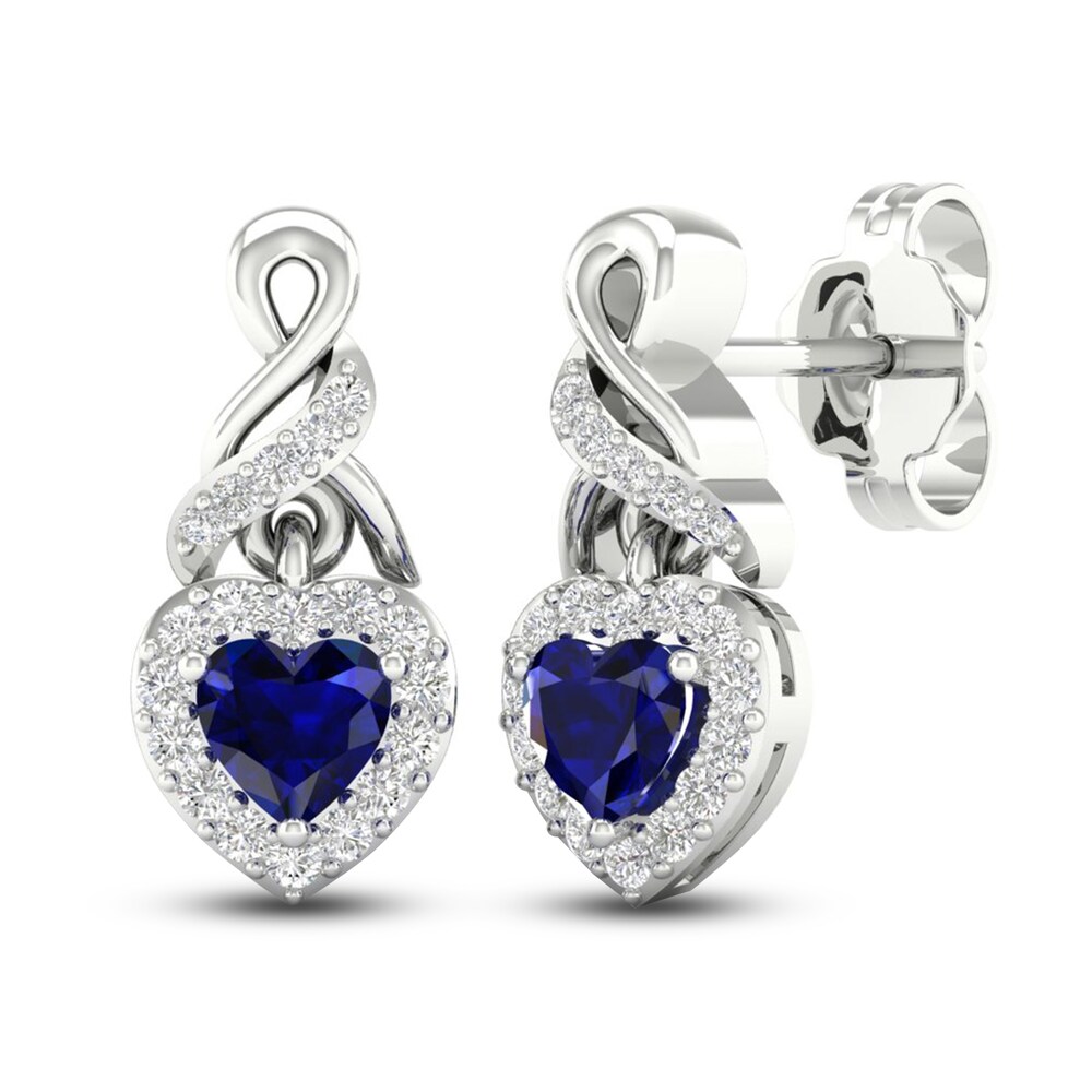 Lab-Created Blue Sapphire & Lab-Created White Sapphire Drop Earrings Sterling Silver 8r9Nx5lc Lab-Created Blue Sapphire & Lab-Created White Sapphire Drop Earrings Sterling Silver 8r9Nx5lc