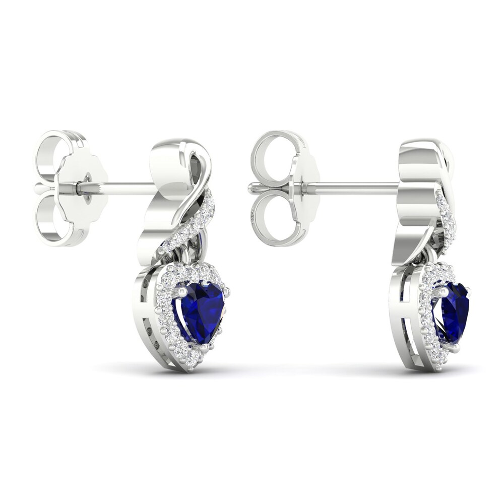 Lab-Created Blue Sapphire & Lab-Created White Sapphire Drop Earrings Sterling Silver 8r9Nx5lc Lab-Created Blue Sapphire & Lab-Created White Sapphire Drop Earrings Sterling Silver 8r9Nx5lc