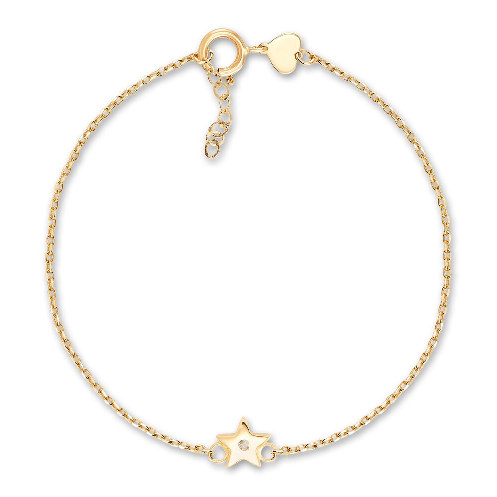 Children's Star Station Bracelet Diamond Accents 14K Yellow Gold 6" Adj. 8w30dhhr Children's Star Station Bracelet Diamond Accents 14K Yellow Gold 6" Adj. 8w30dhhr