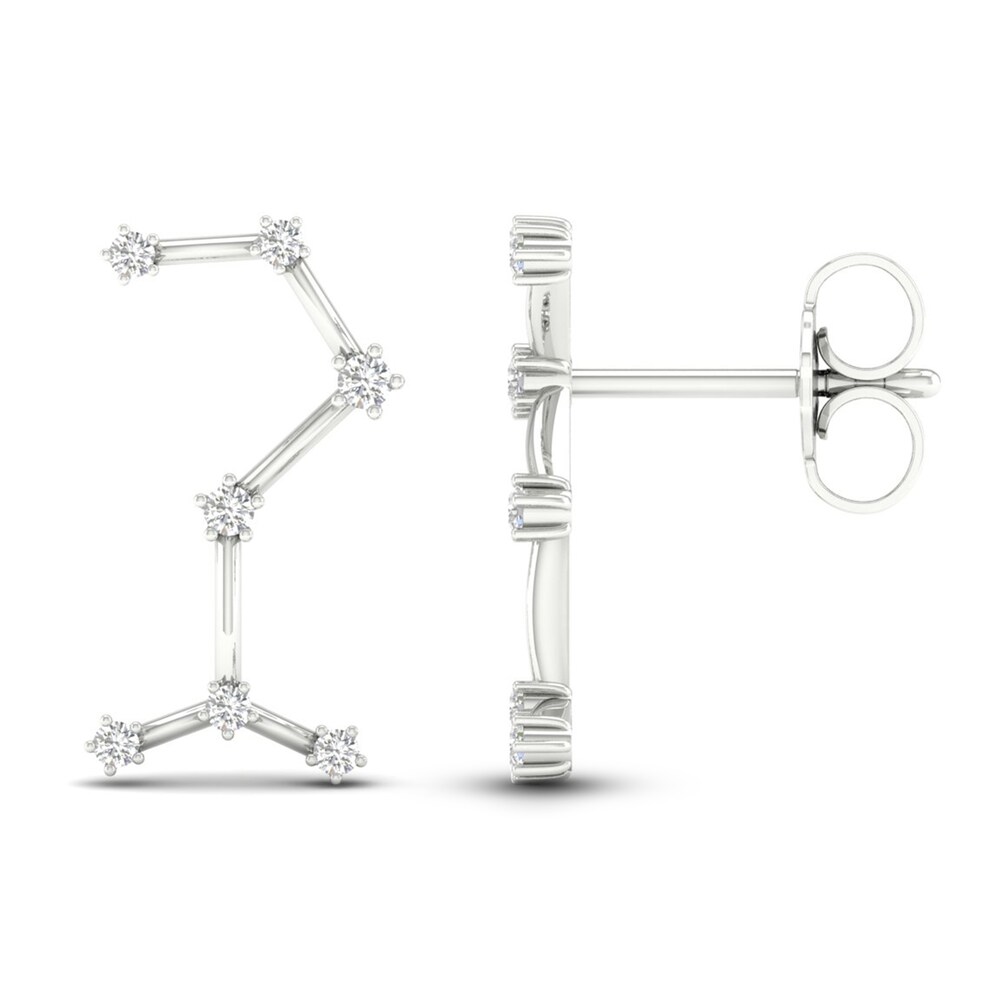 Diamond Scorpio Constellation Earrings 1/8 ct tw Round 14K White Gold 9AG28bdx Diamond Scorpio Constellation Earrings 1/8 ct tw Round 14K White Gold 9AG28bdx