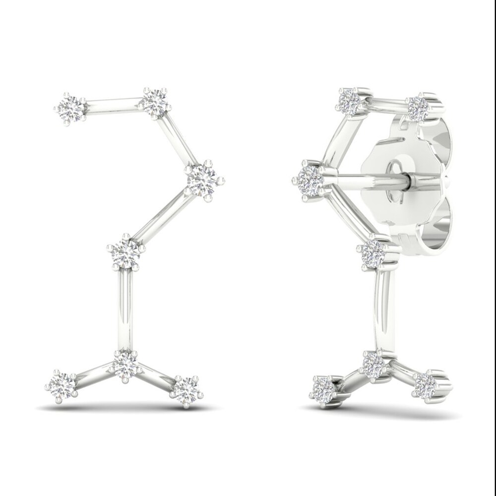 Diamond Scorpio Constellation Earrings 1/8 ct tw Round 14K White Gold 9AG28bdx Diamond Scorpio Constellation Earrings 1/8 ct tw Round 14K White Gold 9AG28bdx