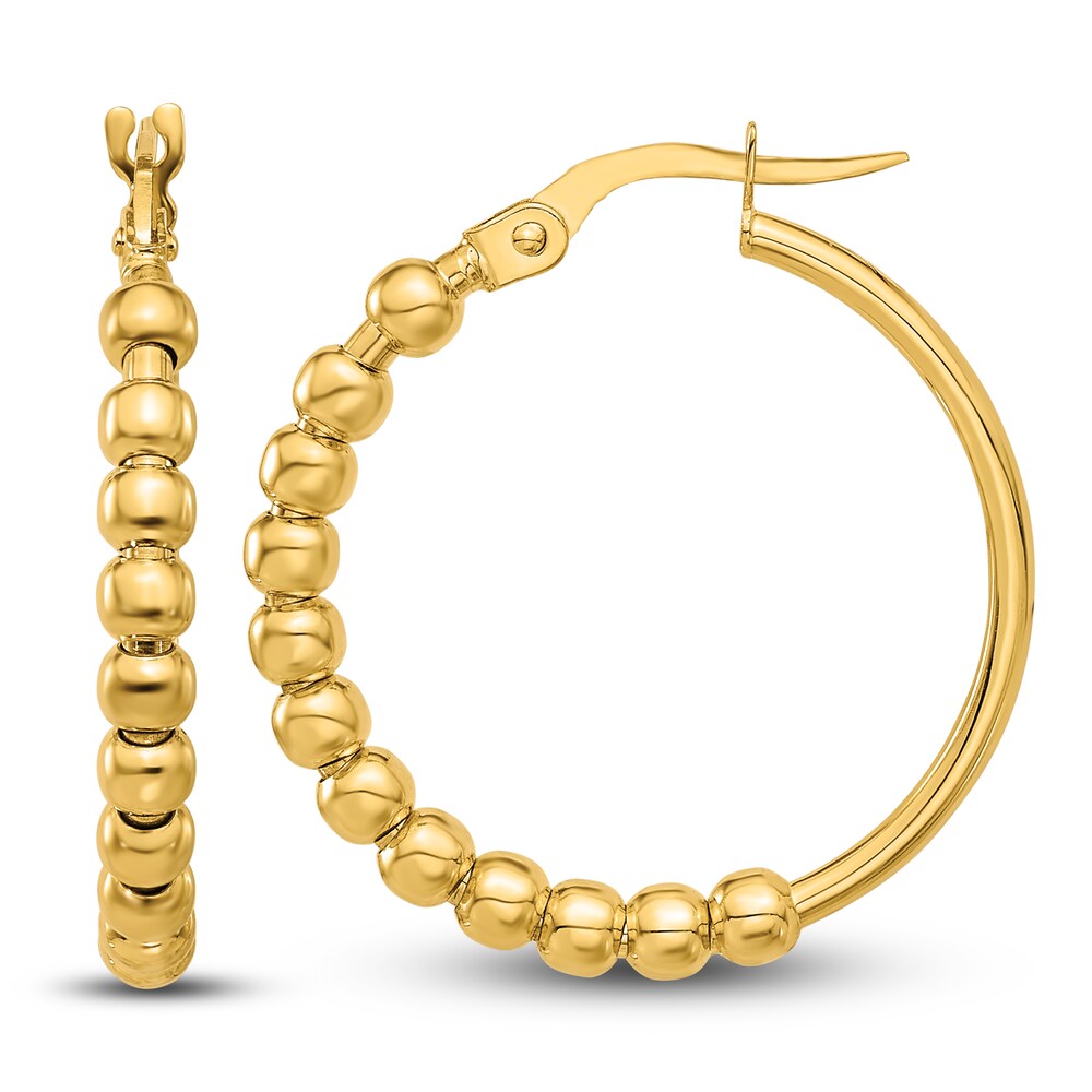 High-Polish Beaded Hoop Earrings 14K Yellow Gold 9GIeeltj High-Polish Beaded Hoop Earrings 14K Yellow Gold 9GIeeltj