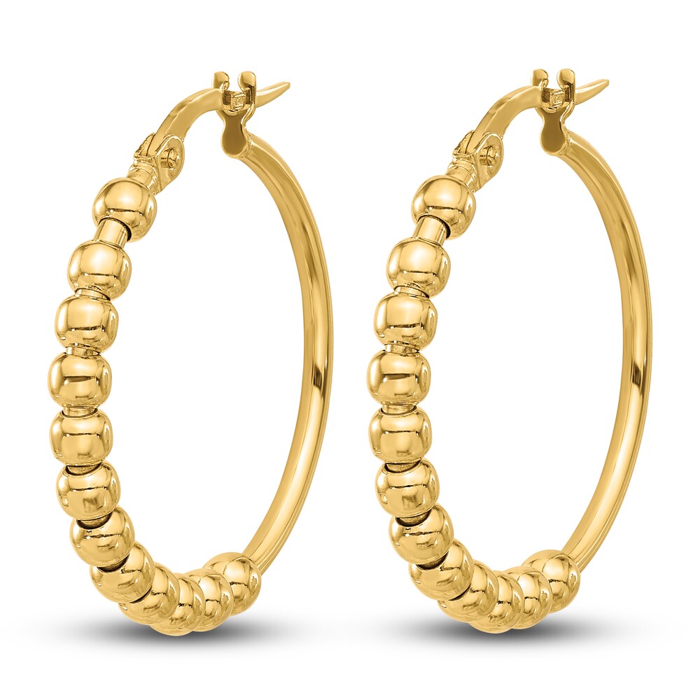 High-Polish Beaded Hoop Earrings 14K Yellow Gold 9GIeeltj High-Polish Beaded Hoop Earrings 14K Yellow Gold 9GIeeltj