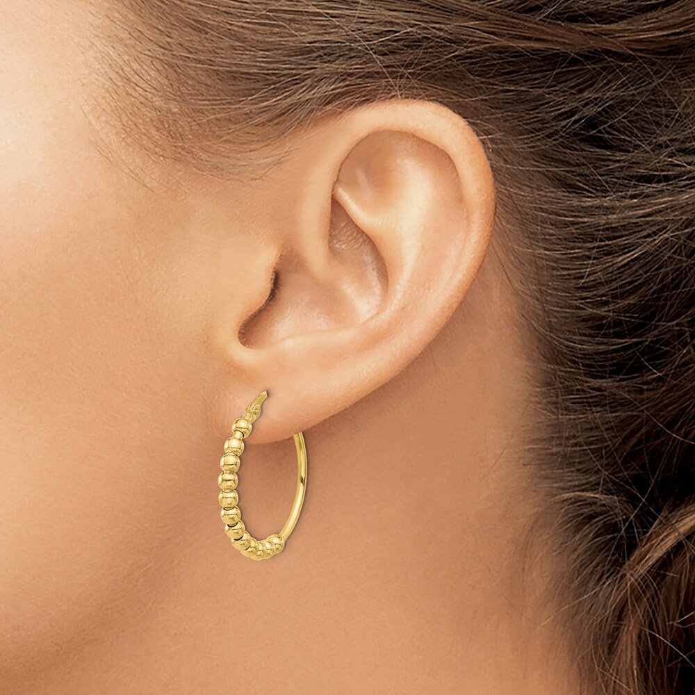 High-Polish Beaded Hoop Earrings 14K Yellow Gold 9GIeeltj High-Polish Beaded Hoop Earrings 14K Yellow Gold 9GIeeltj