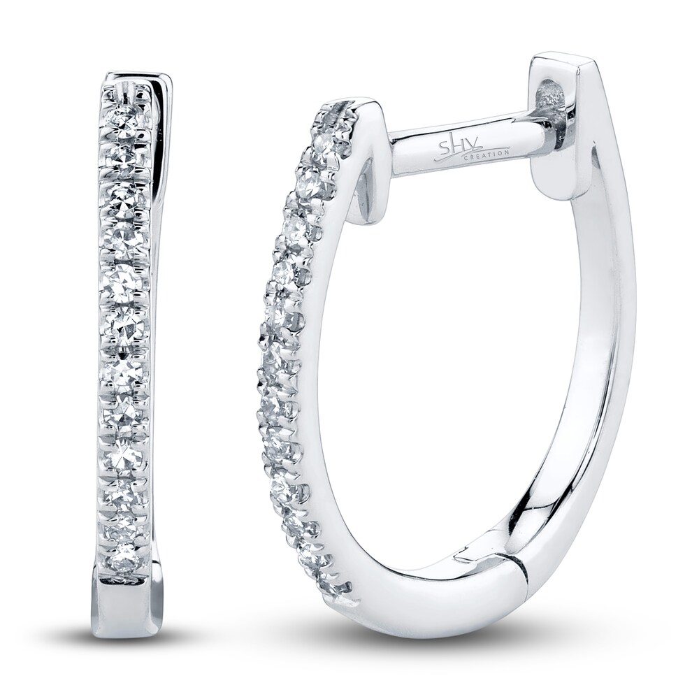 Shy Creation Diamond Hoop Earrings 1/20 ct tw Round 14K White Gold SC55001597 9P4I3pWJ Shy Creation Diamond Hoop Earrings 1/20 ct tw Round 14K White Gold SC55001597 9P4I3pWJ