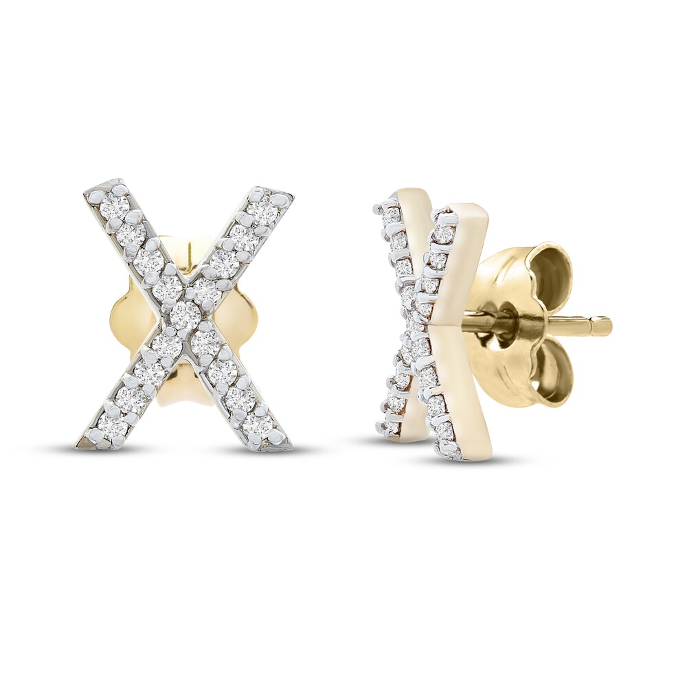 Diamond Letter X Earrings 1/10 ct tw Round 10K Yellow Gold 9PdmHWal Diamond Letter X Earrings 1/10 ct tw Round 10K Yellow Gold 9PdmHWal