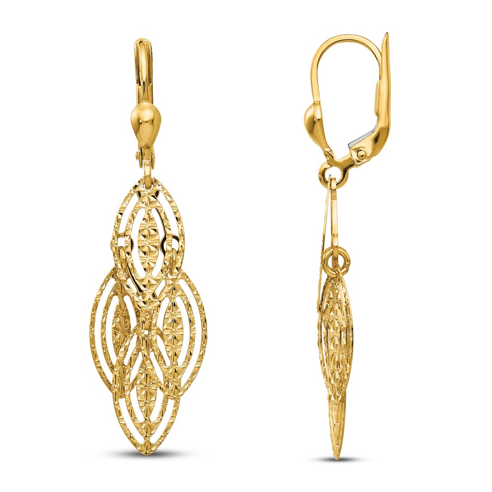 Textured and Dangle Earrings 14K Yellow Gold 9TKBY3e2