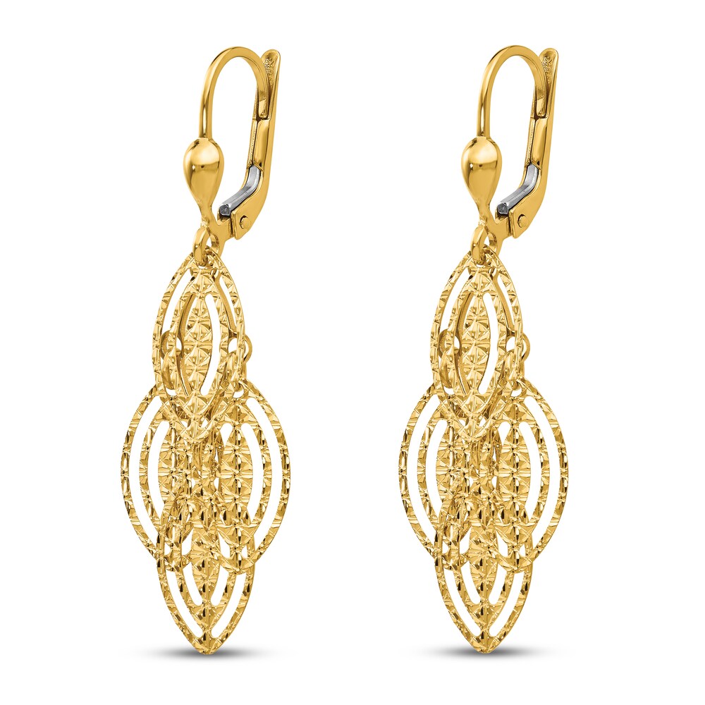 Textured and Dangle Earrings 14K Yellow Gold 9TKBY3e2 Textured and Dangle Earrings 14K Yellow Gold 9TKBY3e2