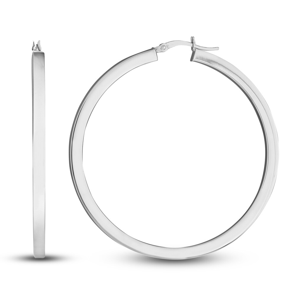 Polished Round Huggie Earrings 14K White Gold 50mm 9VlLO8wW Polished Round Huggie Earrings 14K White Gold 50mm 9VlLO8wW