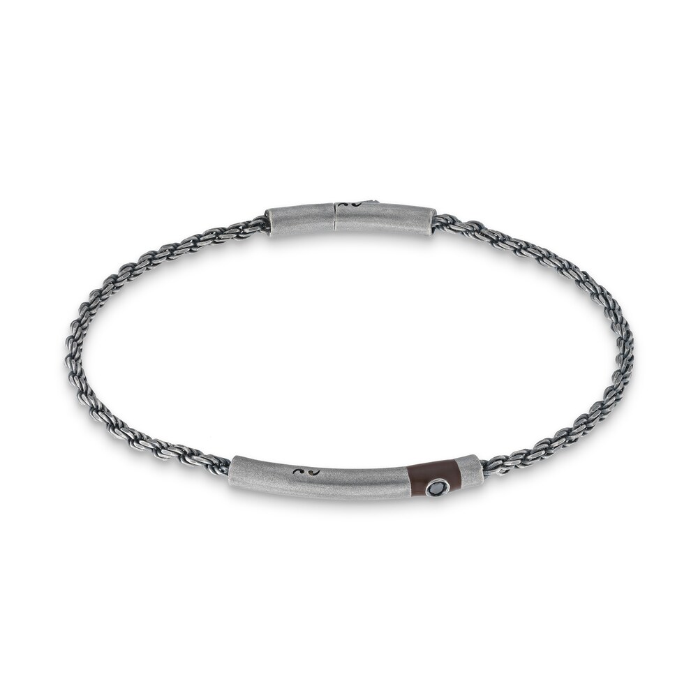 Marco Dal Maso Men's Black Diamond Accent Bracelet Brown Enamel Sterling Silver 8" 9av2IQyu Marco Dal Maso Men's Black Diamond Accent Bracelet Brown Enamel Sterling Silver 8" 9av2IQyu