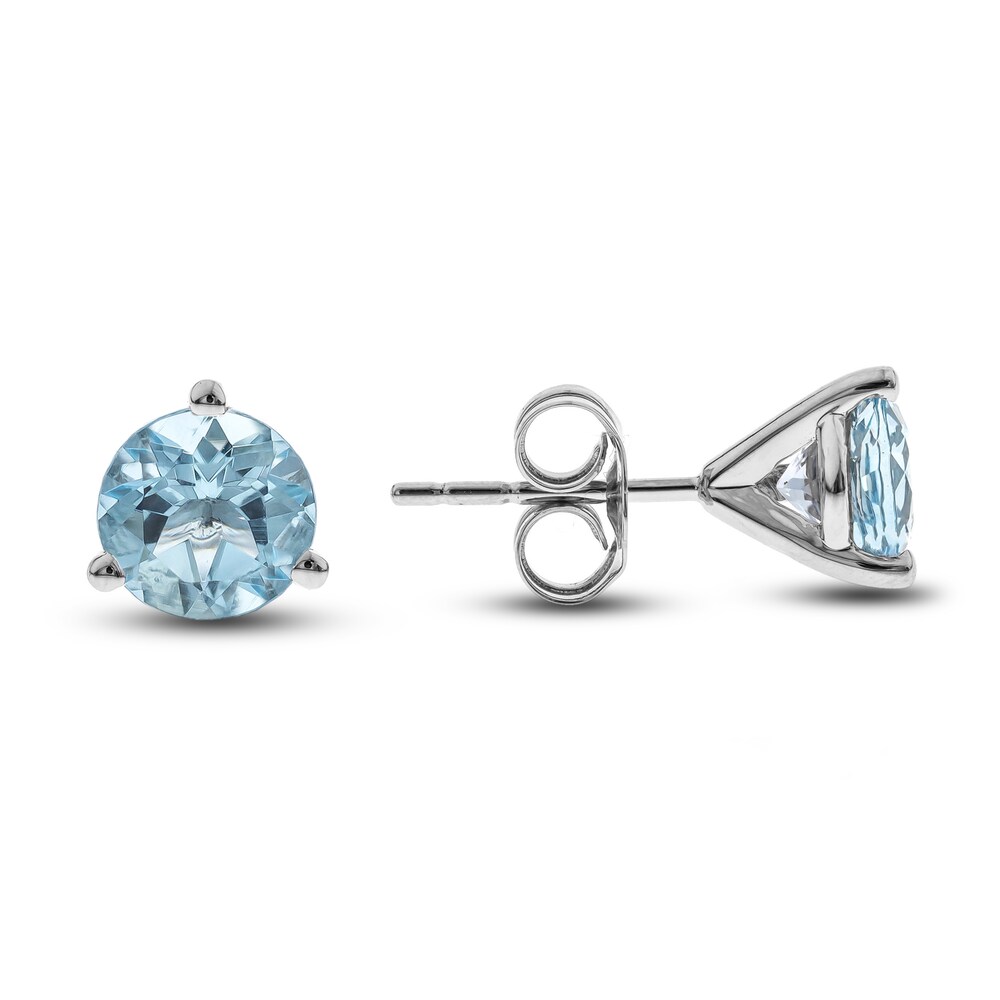 Natural Aquamarine Martini Stud Earrings 14K White Gold 9lHSeuA3 Natural Aquamarine Martini Stud Earrings 14K White Gold 9lHSeuA3