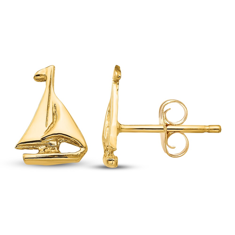 Sailboat Stud Earrings 14K Yellow Gold 9lNYKZ6m Sailboat Stud Earrings 14K Yellow Gold 9lNYKZ6m