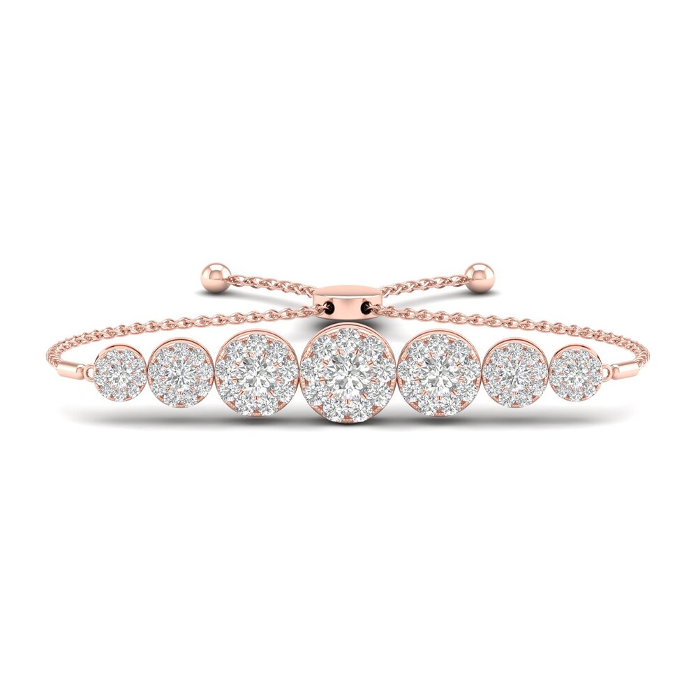 Diamond Bolo Bracelet 1 ct tw Round 10K Rose Gold 9ojOBSJN