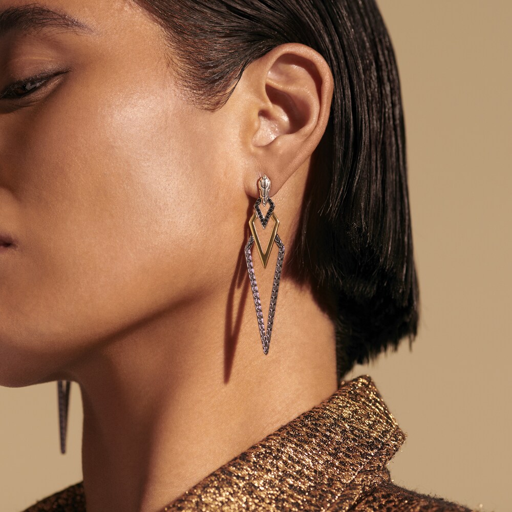 John Hardy Natural Black Sapphire Drop Earrings 18K Yellow Gold-Plated Sterling Silver 9q2oGCUZ