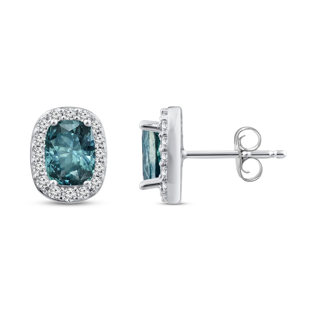 Montana Blue Natural Sapphire Stud Earrings 1/4 ct tw Diamonds 10K White Gold A0z8F5fI Montana Blue Natural Sapphire Stud Earrings 1/4 ct tw Diamonds 10K White Gold A0z8F5fI