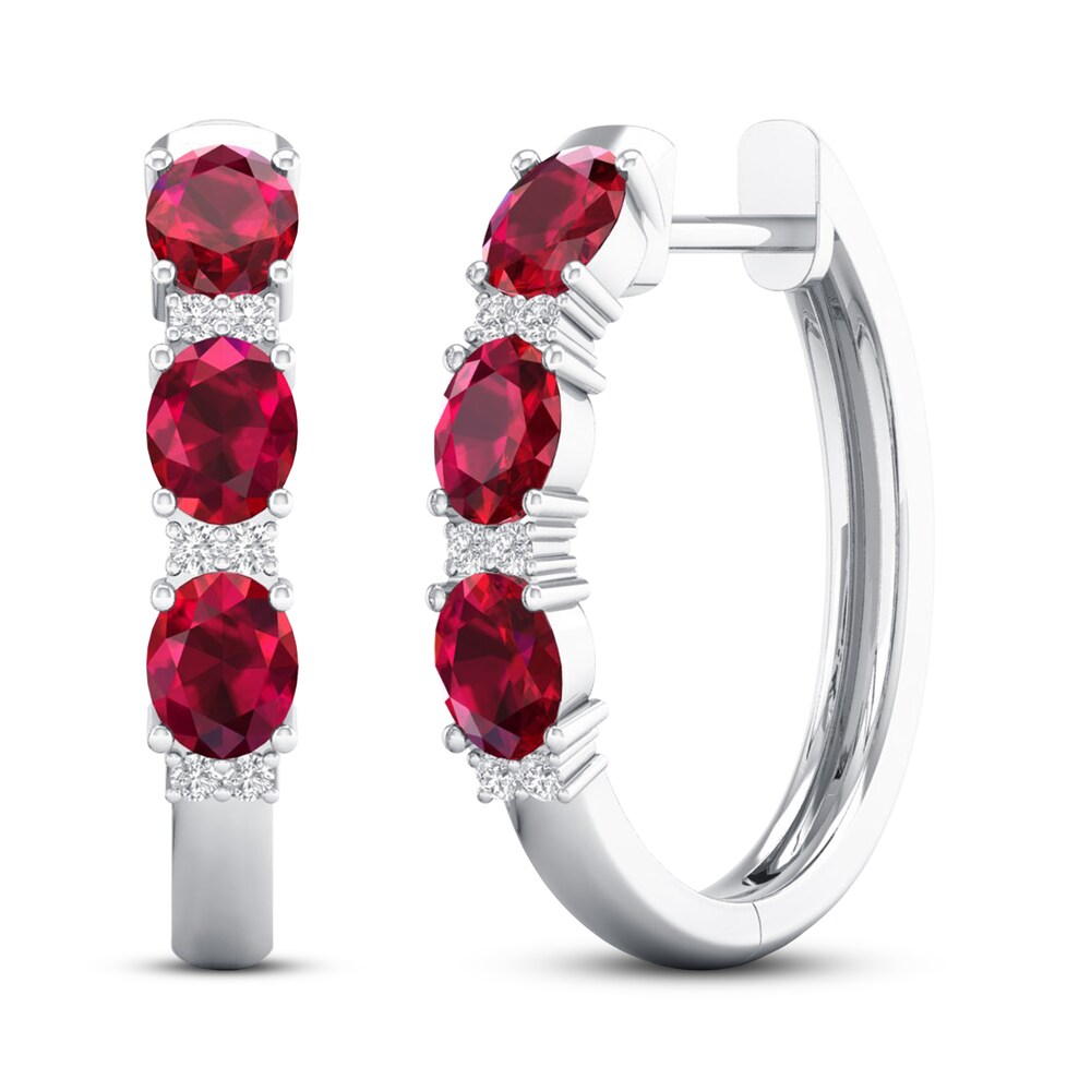Ruby Earrings 1/20 ct tw Diamonds 10K White Gold APaPOgXT Ruby Earrings 1/20 ct tw Diamonds 10K White Gold APaPOgXT