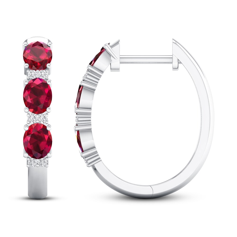 Ruby Earrings 1/20 ct tw Diamonds 10K White Gold APaPOgXT