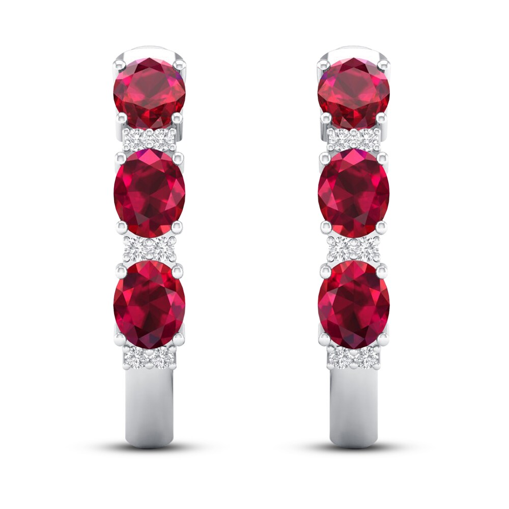 Ruby Earrings 1/20 ct tw Diamonds 10K White Gold APaPOgXT