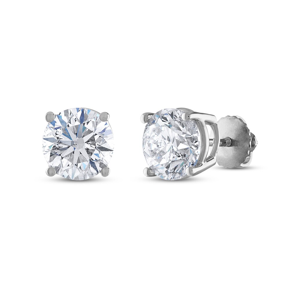 Certified Diamond Solitaire Earrings 3 ct tw Round 14K White Gold (I1/I) ATNPHuiD